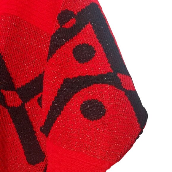 Vintage 80s Womens Large Arielle Sweater Red Glitter Abstract Retro READ NO TAG - Picture 9 of 10